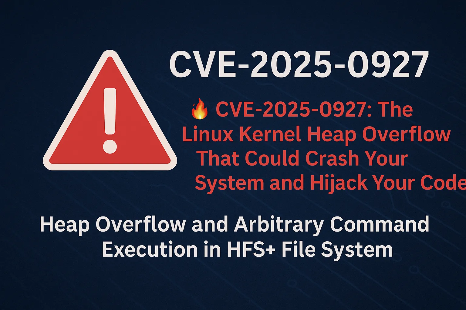 π¨ CVE-2025-0927: Deep Dive, Exploit Analysis, and PoC for Linux Kernel HFS+ Heap Overflow π₯π